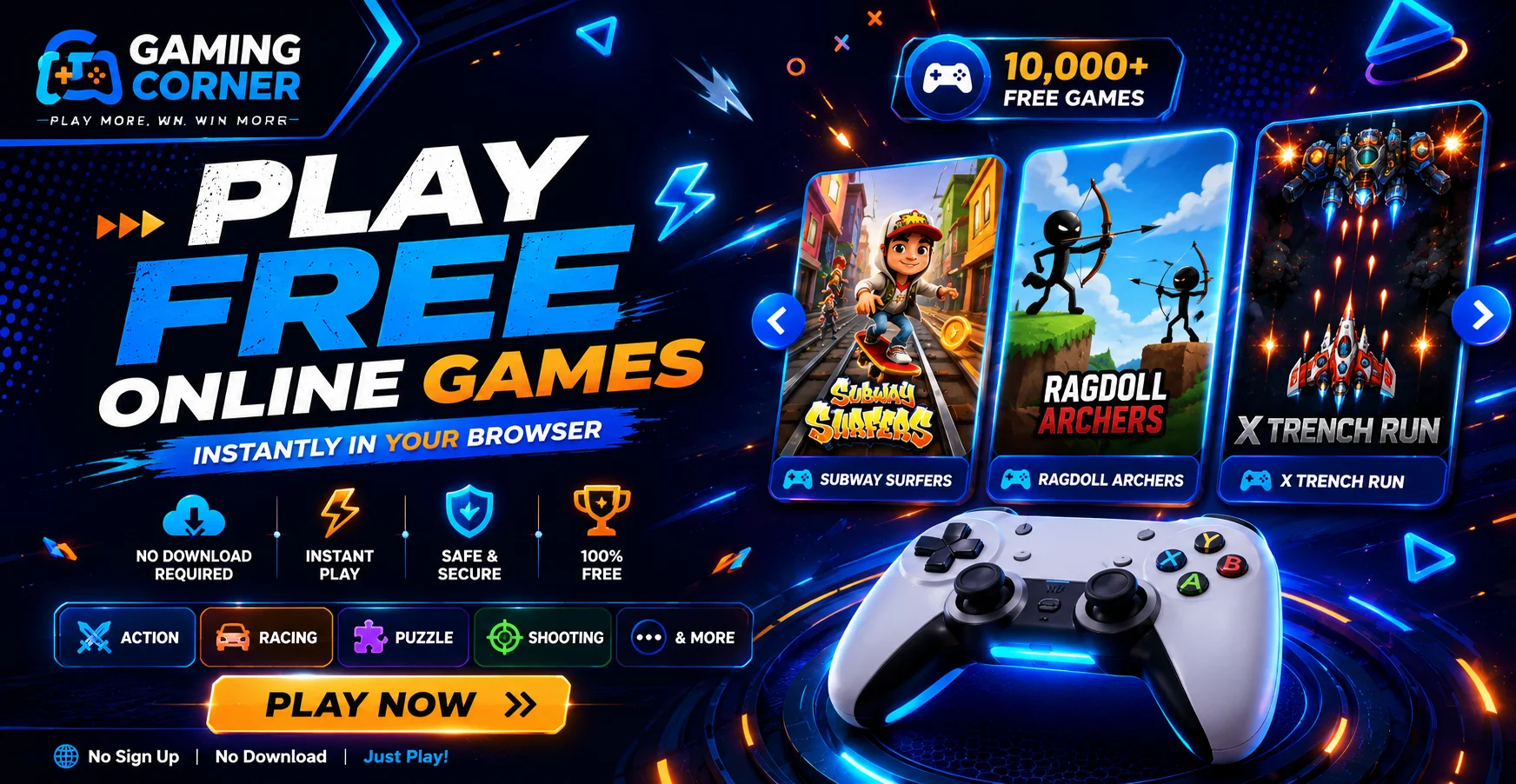 Browse all game categories on Gaming Corner