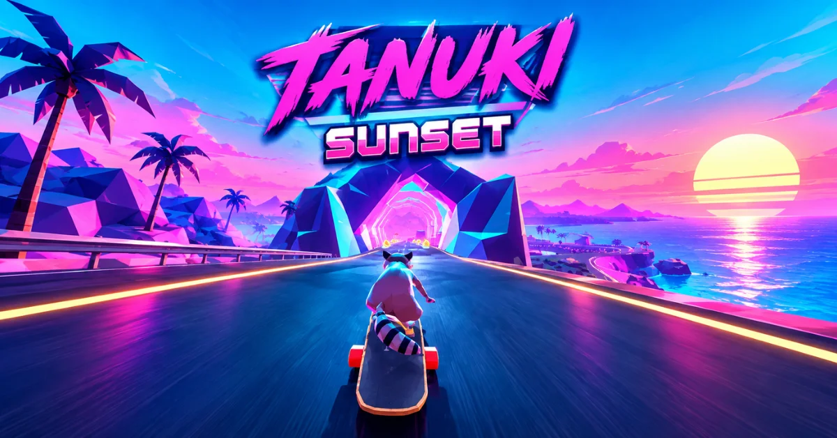 Tanuki Sunset longboarding game key art